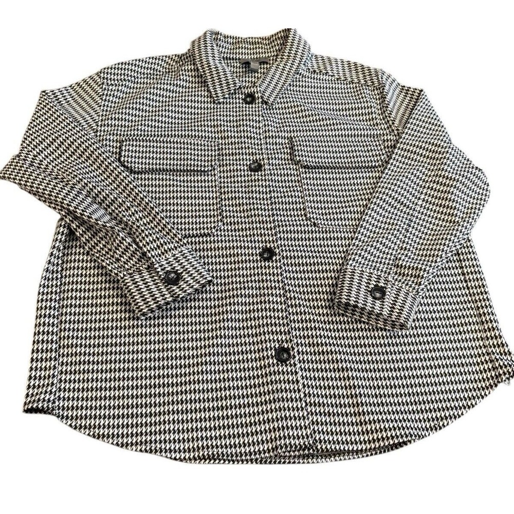 One By‎ Chapter One Blazer Houndstooth Shacket Jacket Shirt Size XL Long Sleeve